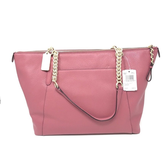 Coach F22211 Pebble Leather Ava Chain Tote Handbag - Picture 2 of 7